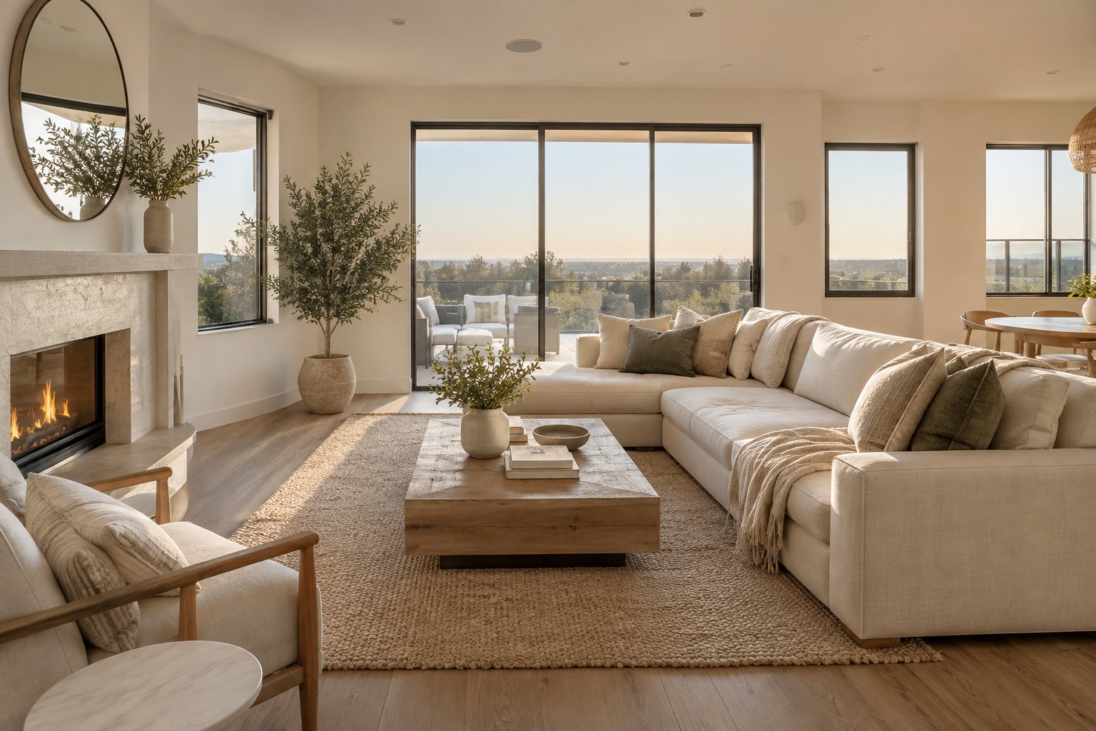 A cozy North San Diego County living room, illustrative
